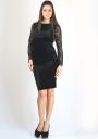 Black elegant dress Made of Silk Velvet with Lace Sleeves BF RUMENA