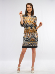 Women's dress in mustard color of flowers 8170