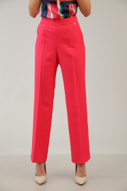 Pantaloni drepti de dama culoare fuchsia 42204
