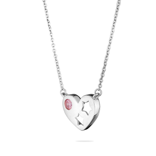Silver heart pendant necklace with pink zircon END822N Swan
