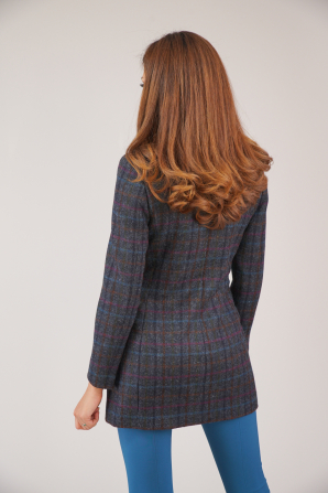 Women's coat casual model with a pattern of fine plaid 42115-993