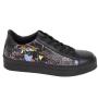 Women's black leather trainers with drawn print leather 34183