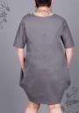 Denim maxi dress with flower decoration ILINA Fashion