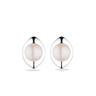 Silver Earrings with white natural pearls GE051W Swan