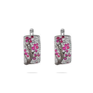 Silver earrings with cherry tree element PJ305E Swan
