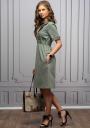 Women's elegant dress in red color with buttons Avangrard 