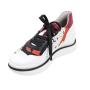 Women's real leather white sneakers with printed textile 21494