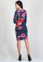 Rochie bleumarin cu imprimeu floral contrastant  RUMENA