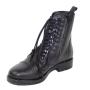 Women's black leather boots 20382