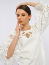 Women's white blouse with large sleeves 8278