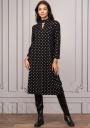 Elegant long dress with long sleeves in black polka dots Avangard