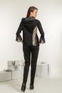 Women set of lace blouse and trousers with leather elements Avangard