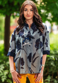 Shirt tunic of blue flowers with buttons Avangard
