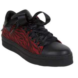 Women's elegant sneakers in black and zebra pattern MANI01