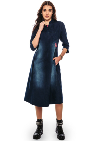 Blue denim long dress with pockets Avangard