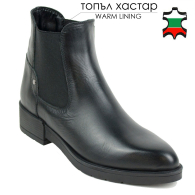 Дамски боти черни от естествена кожа с ластици