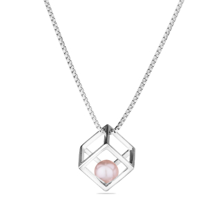 Silver necklace with natural pink pearl CAA086NR Swan