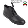 Men's black leather boots with warm lining 20564