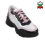 Women's sneakers made of genuine leather in black, silver and natural suede in powder color 21236