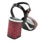 Women's elegant red leather sandals with marble effect