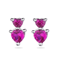 Silver Earrings with red hearts shape zircons MR2933E Swan