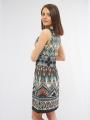 Women's dress in turquoise color with motifs 8177