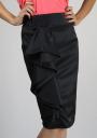 Elegant Straight Black Dress with Falling Frills RUMENA