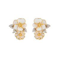 Silver earrings flowers with gold plate PJ313N Swan