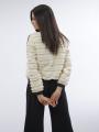 Women's ecru jacket with fringe and black edging 41915/260