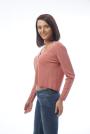 Cardigan în nuanţă corai cu design simplu de damă 8250-3