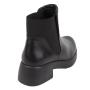 Women's black leather boots with elastic and thick soles 32782