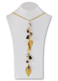 Colier cu frunze de aur, quartz si Swarovski elemente Dannyra Jewels