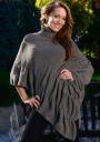 Poncho asimetric de culoare gri cu guler rulat Zfashion