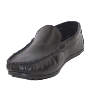 Men's moccasins in black natural leather 095BLACK