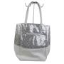 Сребриста дамска чанта от естествена кожа EMI13SILVERWHITE