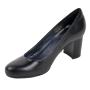 Women's black elegant leather mid heels shoes