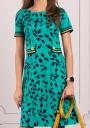 Ladies elegant turquoise dress with black flowers Avangard