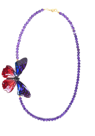 Колие с аметист и червена пеперуда Dannyra Jewels
