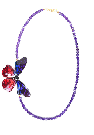 Колие с аметист и червена пеперуда Dannyra Jewels