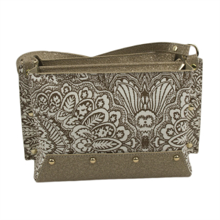 Elegant handbag in beige color of flowers 895-34
