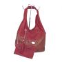 Women's burgundy bag made of genuine leather with snake print 1262BORDOSNAKE