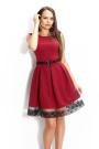 Formal dress in burgundy color with lace curb