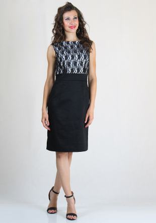 High waist elegant dress with lace RUMENA