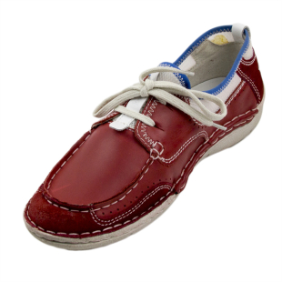 Men's moccasins in red with white seam 98374RED