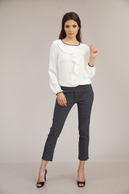 Elegant women's trousers with white stripes 62102-433