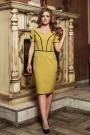Formal dress in mustard color with a heart-shaped neckline Avangard