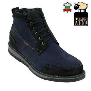 Men's blue leather boots 32705