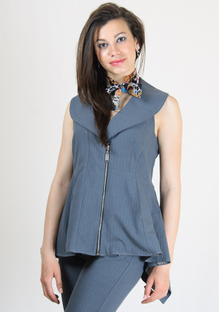 Grey stripes vest with zipper fasterning RUMENA