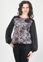 Black chiffon top with colourful dots front  and black trousersRUMENA