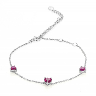 Silver bracelate with red gems MR2933B Swan